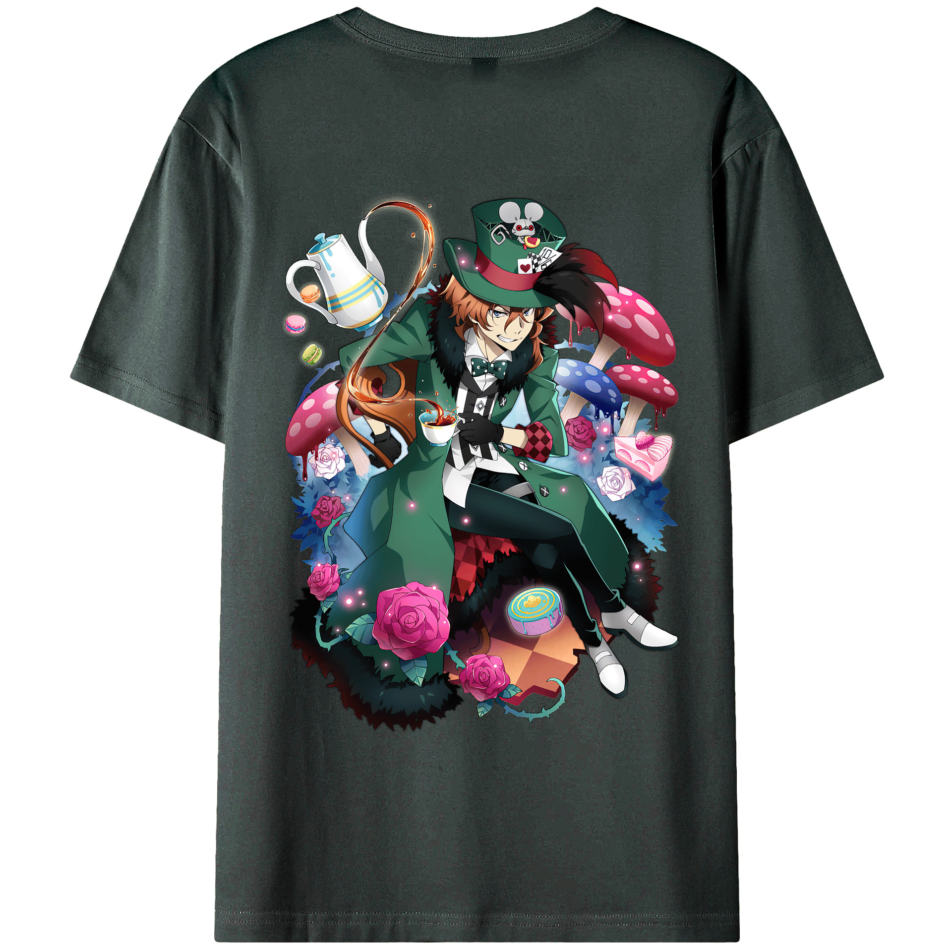 （画像用） 文豪ストレイドッグス Bungo Stray Dogs 綿100％ メンズ半袖Tシャツ（バックプリント） 通気性